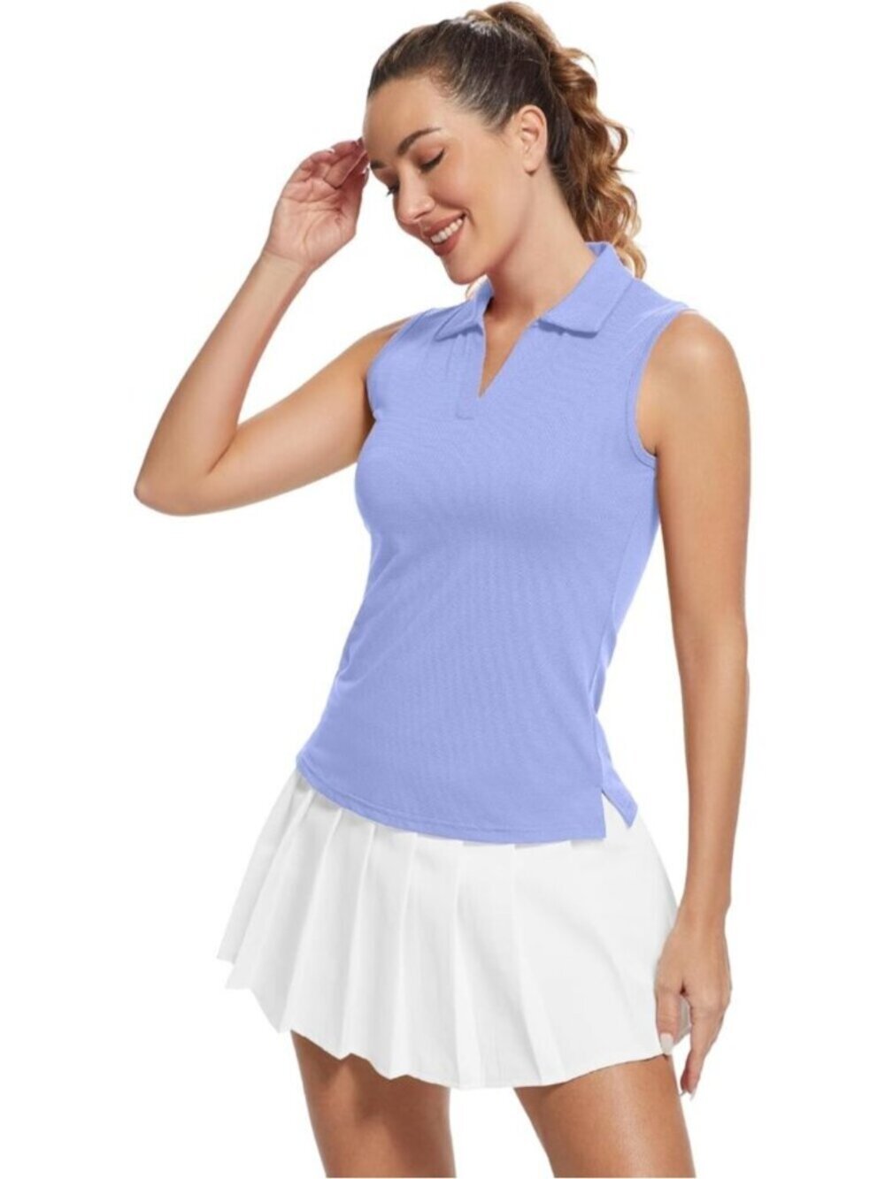 Women's Lavender Sleeveless Golf Shirts Quickly Dry Tennis Polo Lightweight